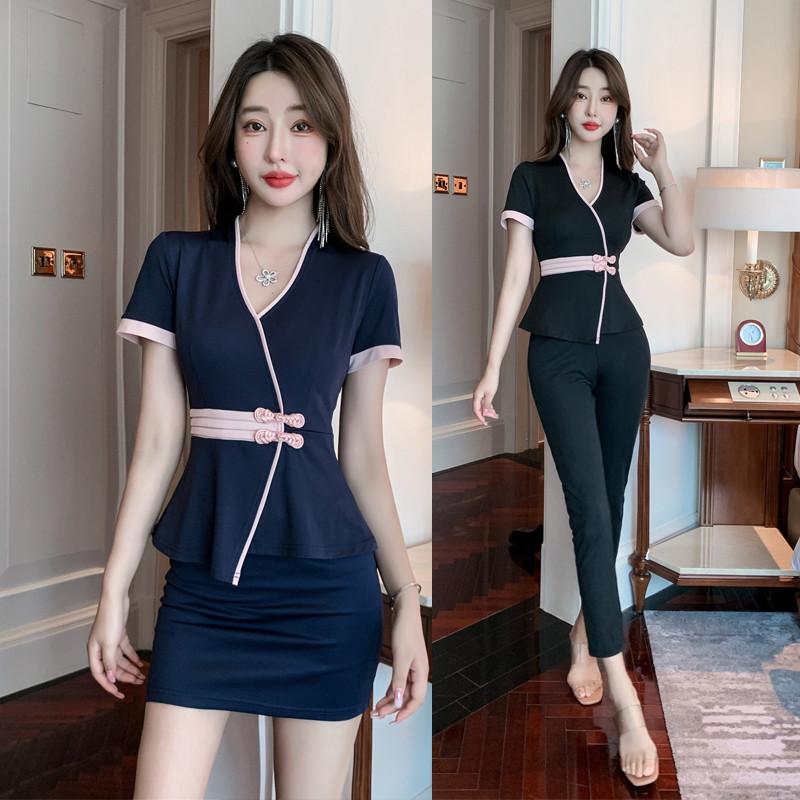 足浴技师工作服长裤套装气质显瘦酒店美容师制服足疗师衣服新款夏