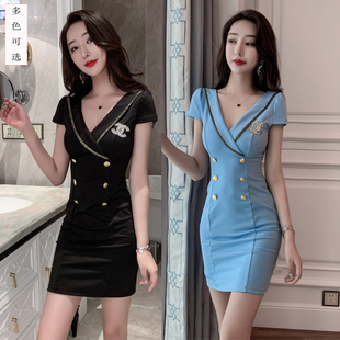 夜场上班衣服气质显瘦大码连衣裙浴场按摩工装桑拿洗浴技师工作服