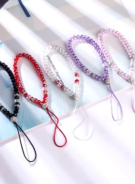 手机挂绳女挂脖绳网红手腕绳水晶手机链条挂绳个性创意短款防丢绳