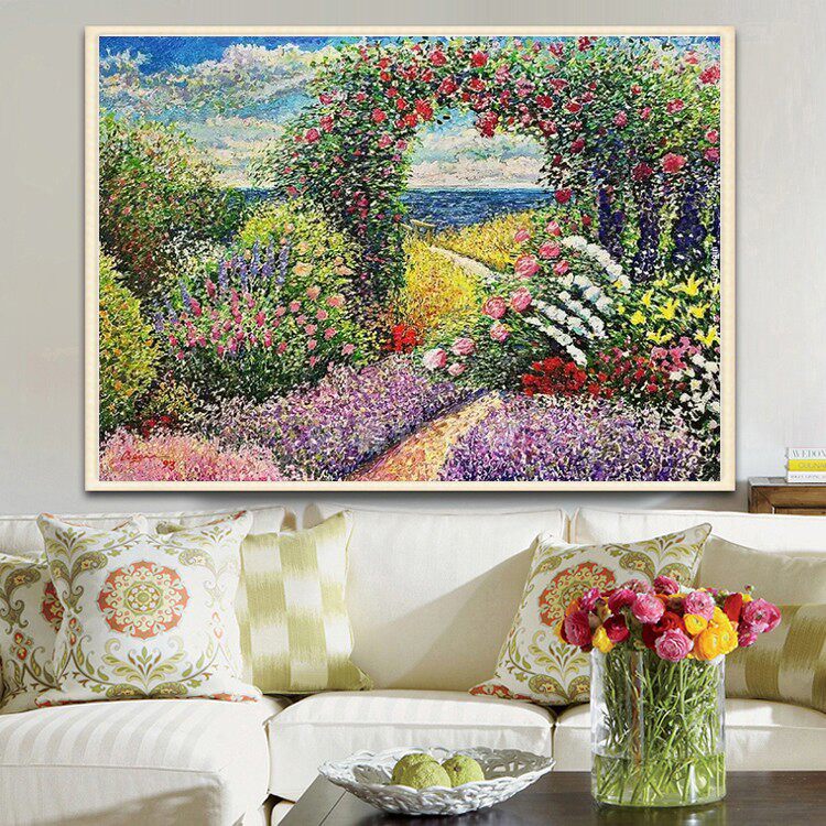 新款田园diy方钻满钻钻石画莫奈秘密花园贴钻点钻印花十字绣带钻