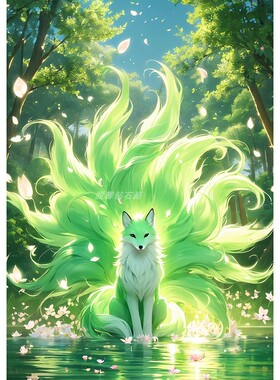 2025新款DIY粘贴钻方钻满钻钻石画钻石绣带钻套件水中绿色九尾狐