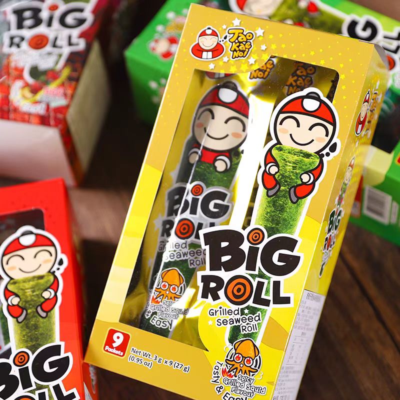 泰国 bigroll 老板仔原味经典烧烤辛辣烤墨鱼脆紫菜即食海苔卷
