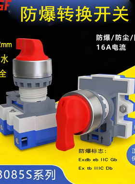 JS8085S-A防尘防腐防爆万能转换开关二档三档开孔22mm银点2开2闭