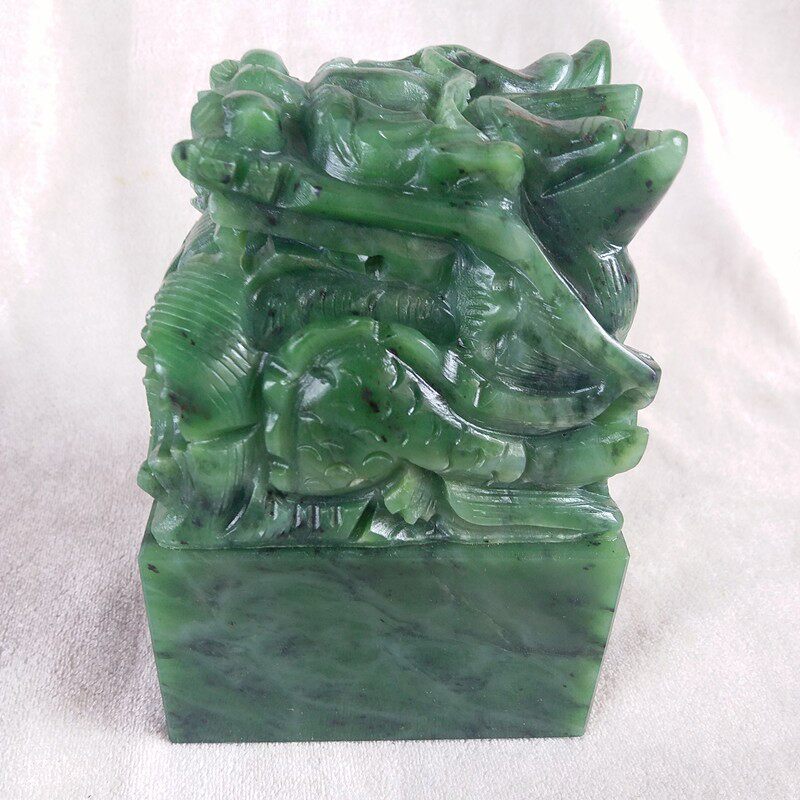 天然玉石摆件和田玉碧玉大印章龙头玉玺镇宅旺运风水器物馈赠礼品