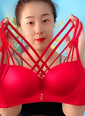 显大文胸本命年女小胸加厚红色