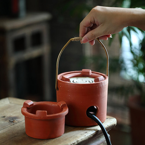 户外小炉陶土红泥炉电炭两用