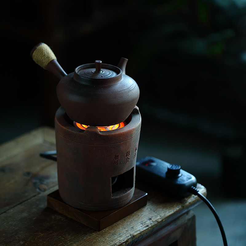 复古手工粗陶禅意围炉茶壶套装