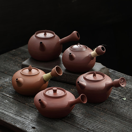 超薄镙纹砂铫壶铜钱侧把软化水质