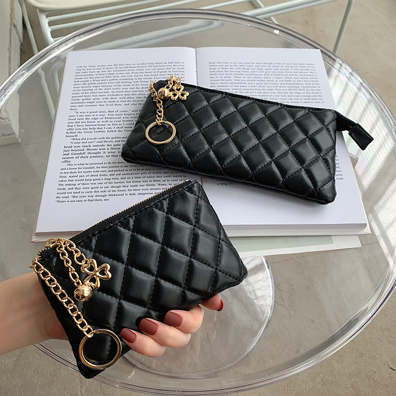 2025新款时尚长款钱包女手机包软皮钥匙包钱夹硬币菱格短款零钱包