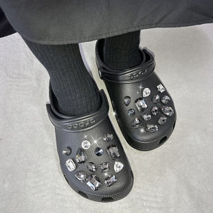 扣立体装 花diy配件卡骆弛鞋 饰扣 配饰高级黑色钻石鞋 cross洞洞鞋