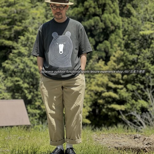 日系卡通T恤户外纯棉夏季短袖男女体恤复古文艺宽松亲肤透气熊T恤