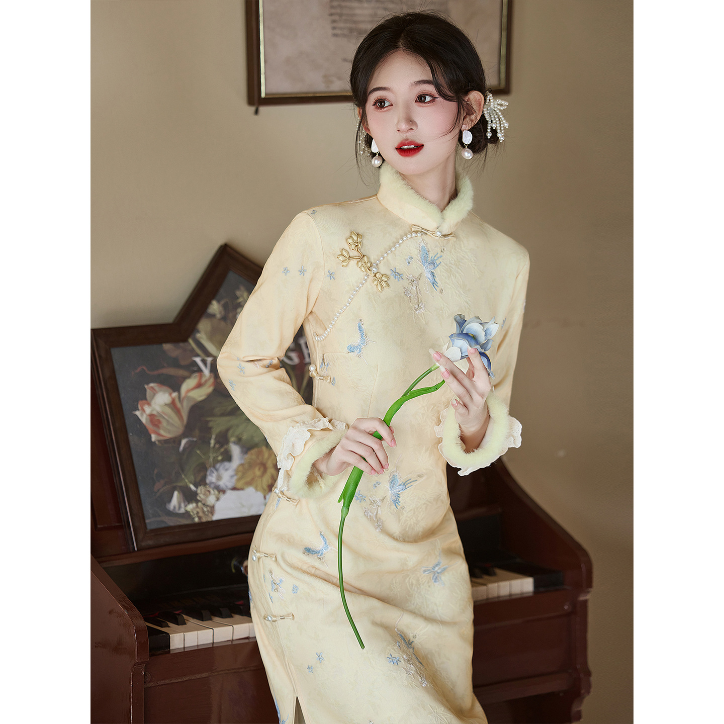 新中式改良旗袍2025新款气质高端好看修身连衣裙秋冬加绒女