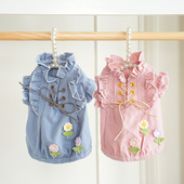 比熊衬衣博美秋装 25秋冬 约克夏衬衫 甜甜小花牛仔小衫 棒棒糖