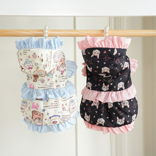 25秋冬！棒棒糖の加厚小黑猫公主裙 泰迪连衣裙比熊冬棉服博美衣