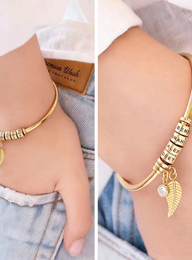 私人定制名字手链手镯订做情侣款男士女刻字personalize bracelet