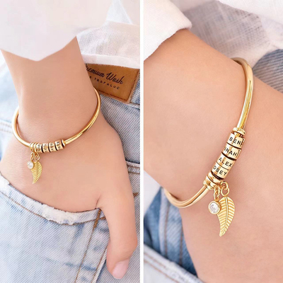 私人定制名字手链手镯订做情侣款男士女刻字personalize bracelet