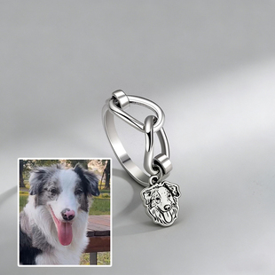 可旋转宠物周边定制照片diy戒指猫咪狗狗头像来图私人银ring纪念