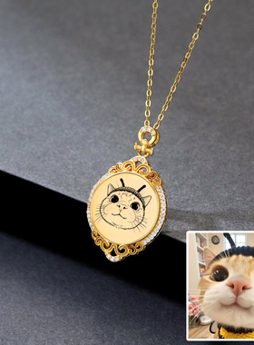 宠物猫咪狗狗可爱纪念照片定制项链925纯银项头像首饰周边diy雕刻