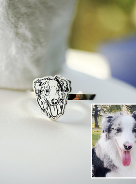 私人定制戒指宠物周边定制照片diy戒指猫咪狗狗头像925银来图刻字