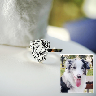 私人定制戒指宠物周边定制照片diy戒指猫咪狗狗头像925银来图刻字