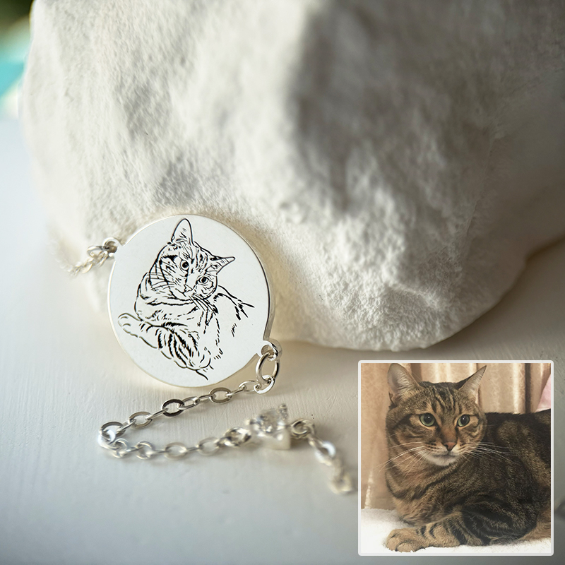 宠物照片定制纯银饰原创设计手链饰品小猫咪宠物纪念品周边送闺蜜
