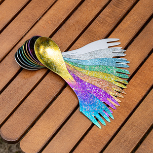 必唯纯钛勺子餐刀餐叉调羹汤勺牛排刀水果叉三合一餐具