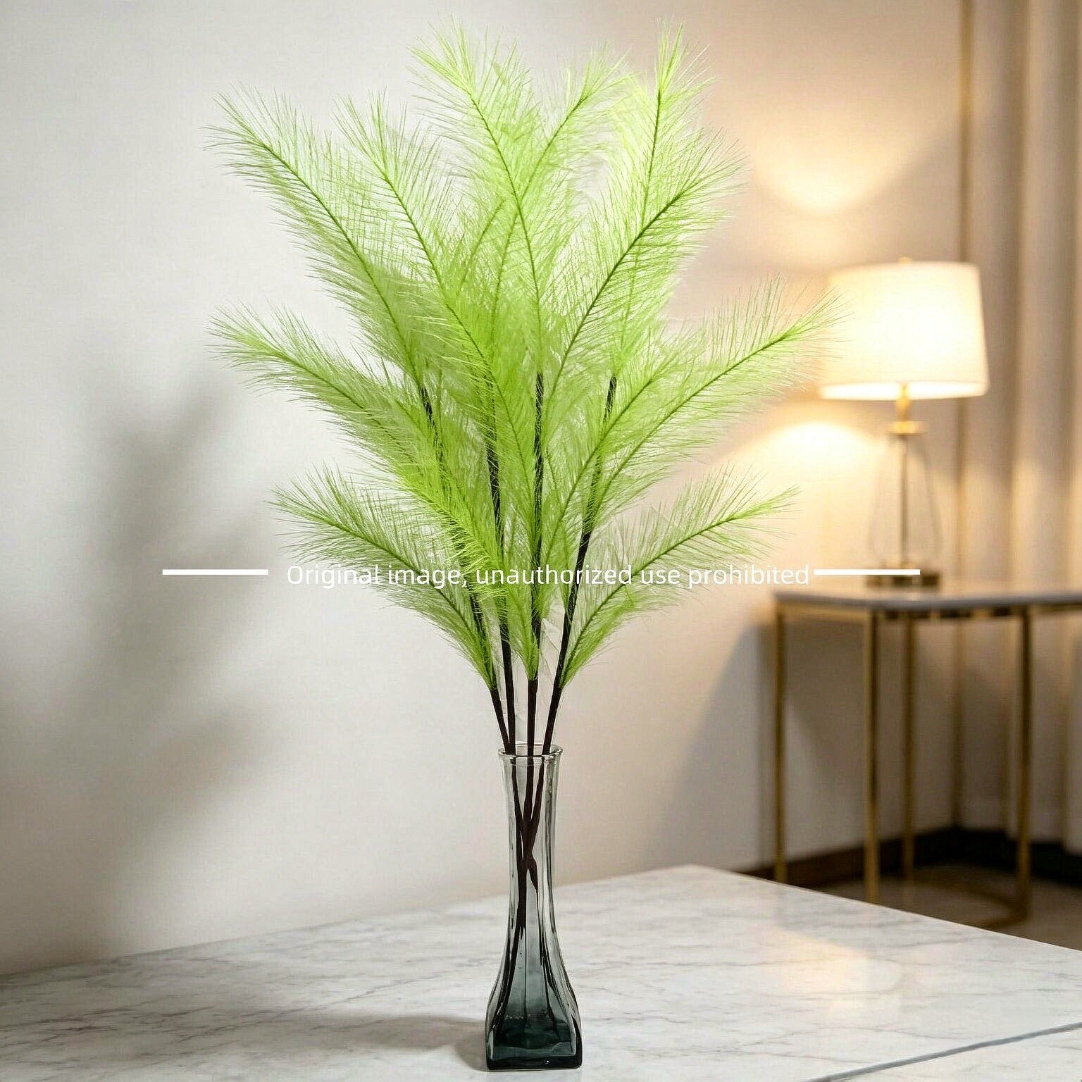 5叉弯状羽毛芦苇仿真花永不掉毛仿真花/假花