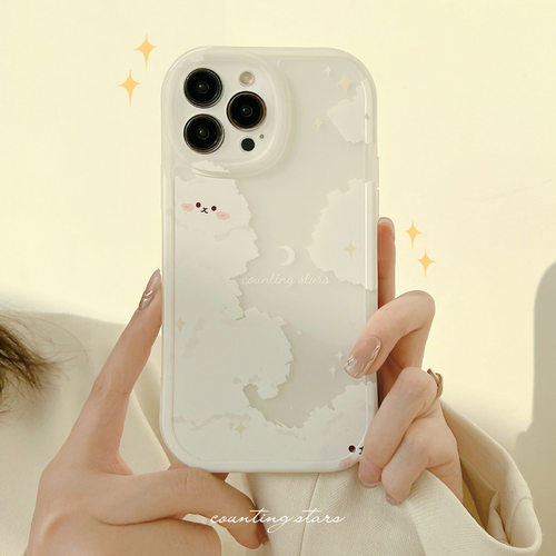 简约云朵18适用iphone17pro max苹果手机壳16透白15女13软14可爱8
