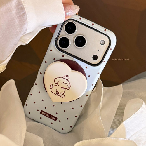 奶蓝波点小狗苹果iPhone17pm手机壳适用16菲林15磨砂硬18磁吸支架