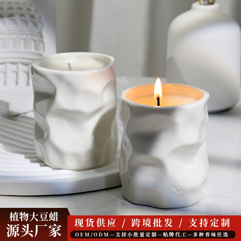 陶瓷杯香薰蜡烛无烟大豆蜡卧室精油熏香小众礼物伴手礼盒扩香