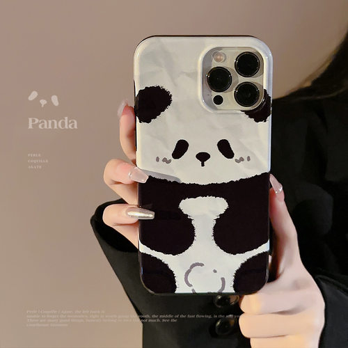 熊猫iPhone17苹果手机壳16菲林二合一12适用13Pro褶皱11中国风max
