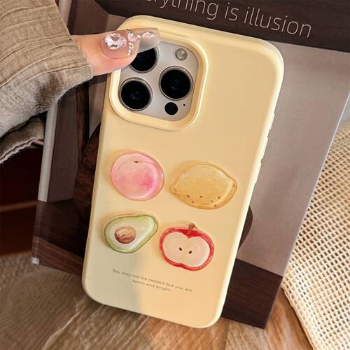 油画水果苹果18手机壳17夏日立体iphone15promax适用14软套11