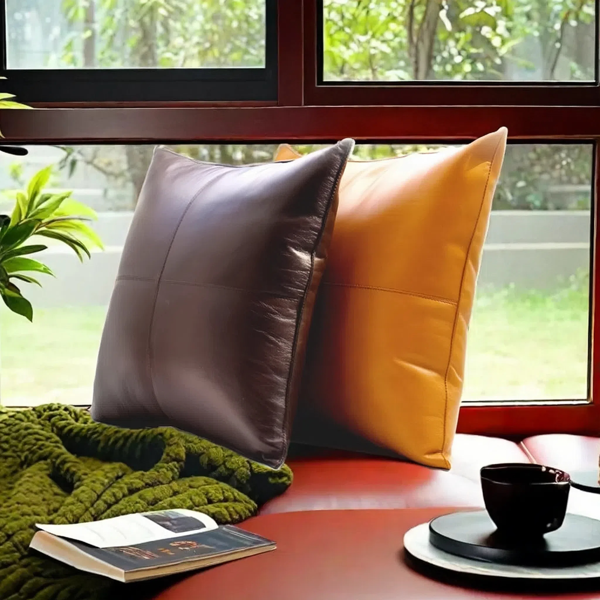 定制真皮抱枕真皮质感柔软亲肤