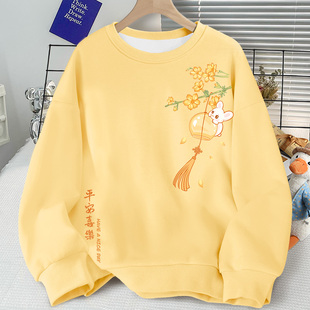 卫衣女2025新款爆款新中式国风上衣服早春薄款奶黄色无帽女装春季