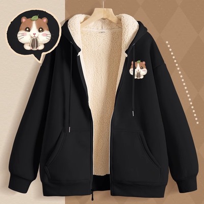 2024年新款连帽羊羔绒开衫外套冬