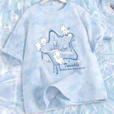 2025新款扎染女夏季短袖t恤上衣