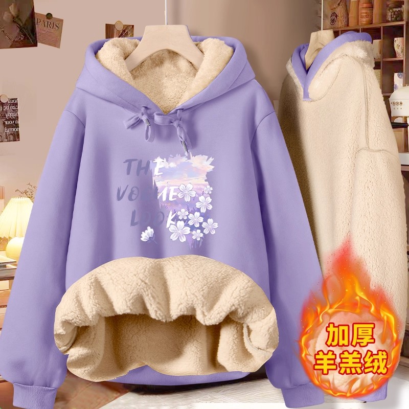 连帽卫衣女2025冬季新款上衣百搭慵懒风秋冬款女装初中生穿搭冬装