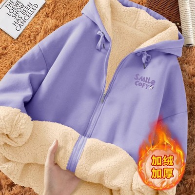棉致卫衣女款连帽开衫2025新款冬季多巴胺外套秋冬款加绒女装上衣