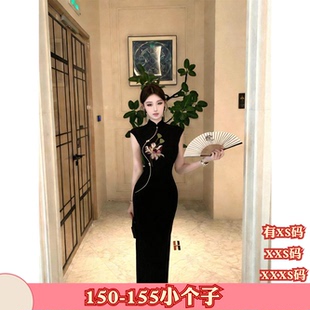 新款百搭春装矮个子加小码女装XXXS150cm显高2026开叉时尚连衣裙