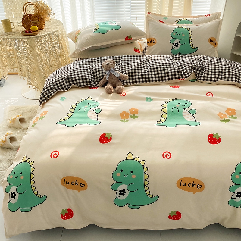 亲肤磨毛四件套非全棉纯棉被套居家小清新床单被罩三件套宿舍单人