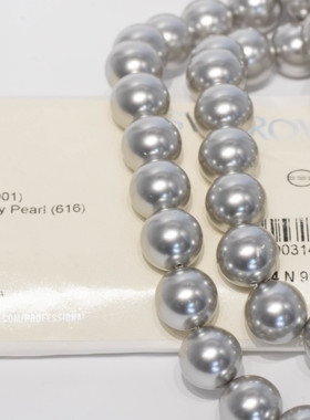 手缝珍珠 5811 14MM 001616浅灰 施华洛全孔珍珠奥地利