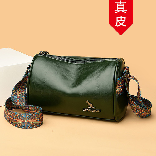 香港品牌真皮单肩斜挎枕头包