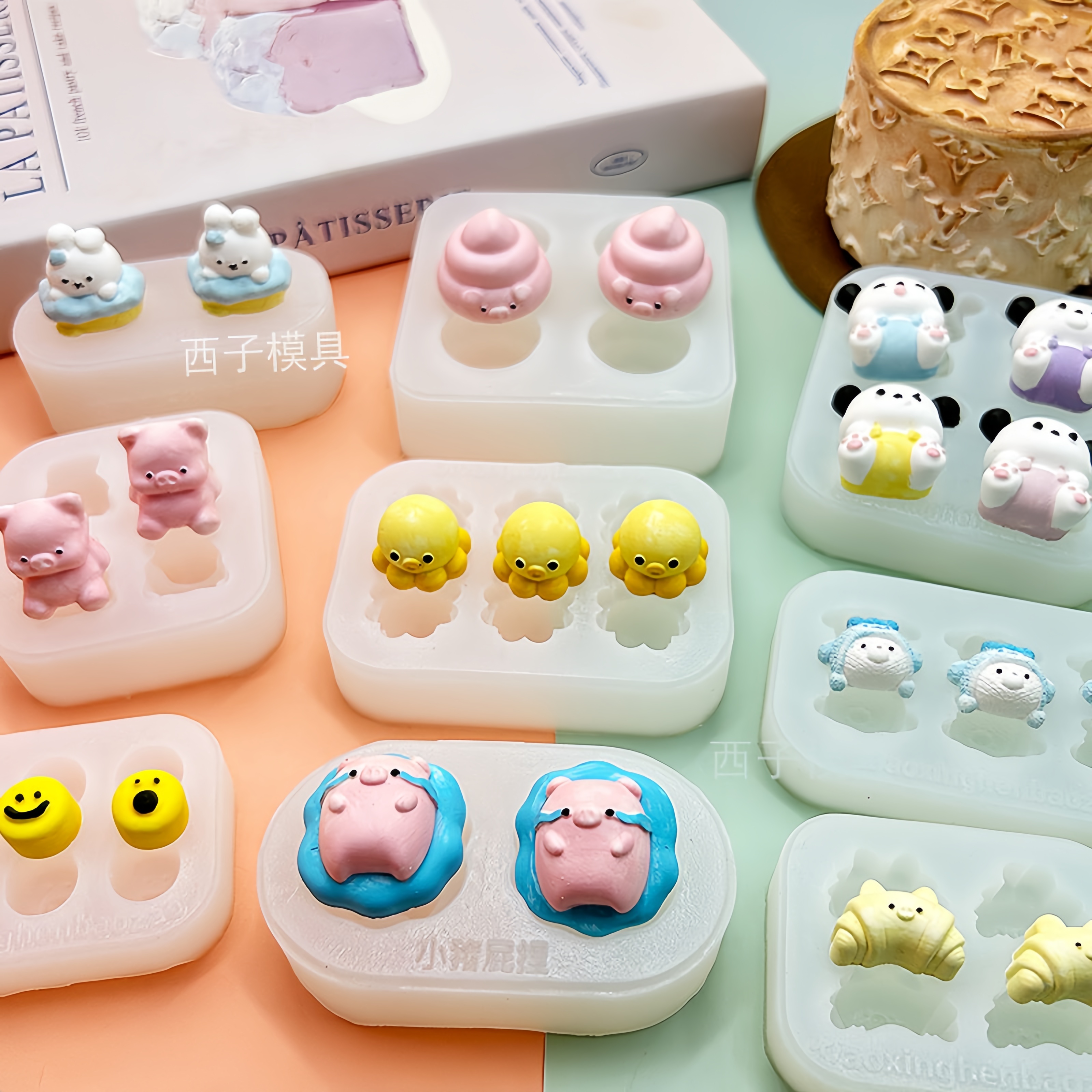 卡通小鼻噶捏捏模具章鱼kt猫小猪巧克力慕斯烘焙工具石膏蜡烛模