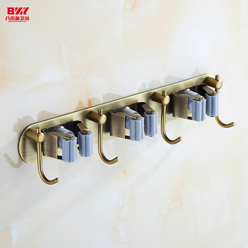 免打孔拖把架卫生间挂钩仿古挂拖把架扫把卡座拖把夹壁挂阳台厨房