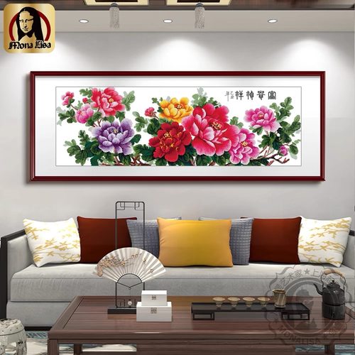 客厅线绣蒙娜丽莎新中式