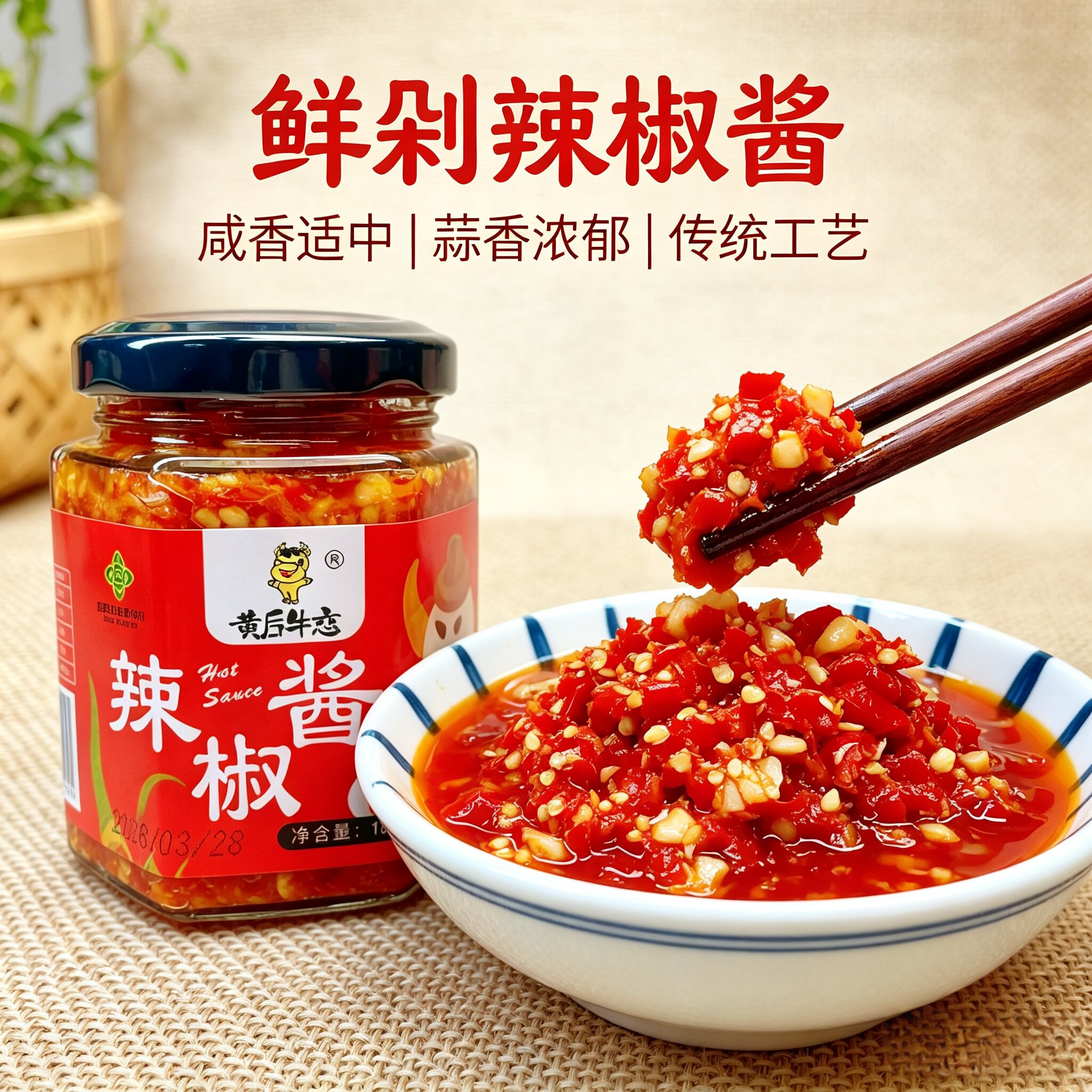 黄后牛恋辣椒酱手工鲜剁无防腐剂图片