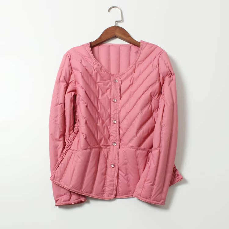 清仓捡漏轻薄羽绒服纯色修身简约长袖秋冬白鸭绒内胆女V领搭大衣