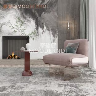 简约现代布艺单人椅子客厅阳台亚克力休闲椅舒适靠背椅卧室看书椅