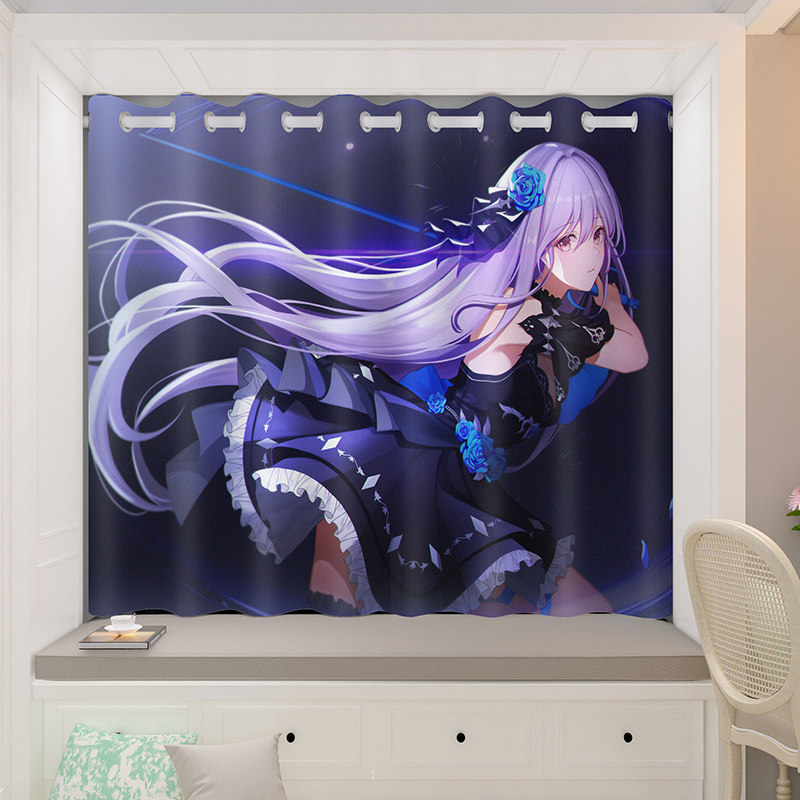 儿童卧室遮光窗帘科卡通动漫可爱短帘小窗户飘窗男孩卧室防晒定制