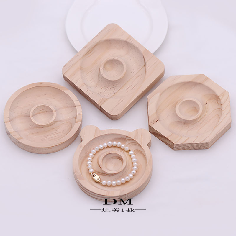 创意实木手链手串盘珠宝饰品储放拍摄道具设计盘现货木质串珠盘